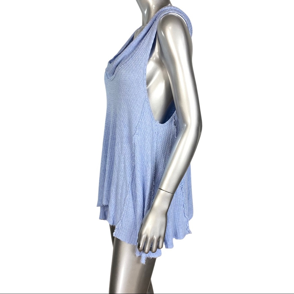 Free People Blue Asymmetric Cowl Neck Tank Medium - Picture 2 of 5